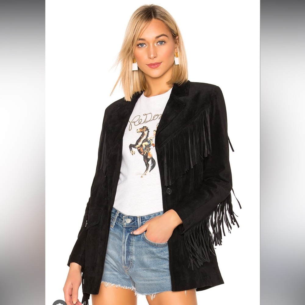 Genuine Suede Fringe Blazer RE/DONE
